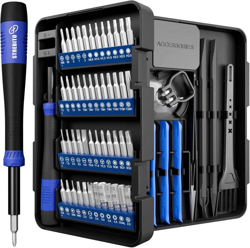 STREBITO Small Precision Screwdriver Set 64-piece with Torx, Triwing, Pentalobe, Electronics Repair Tool Kit for Computer, PC, Laptop, Macbook, Tablet, Phone, PS5, XBOX, Switch, Glass, Ring Doorbell - Image 1
